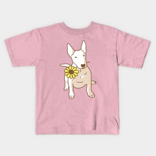 Bull Terrier and Sunflower Kids T-Shirt